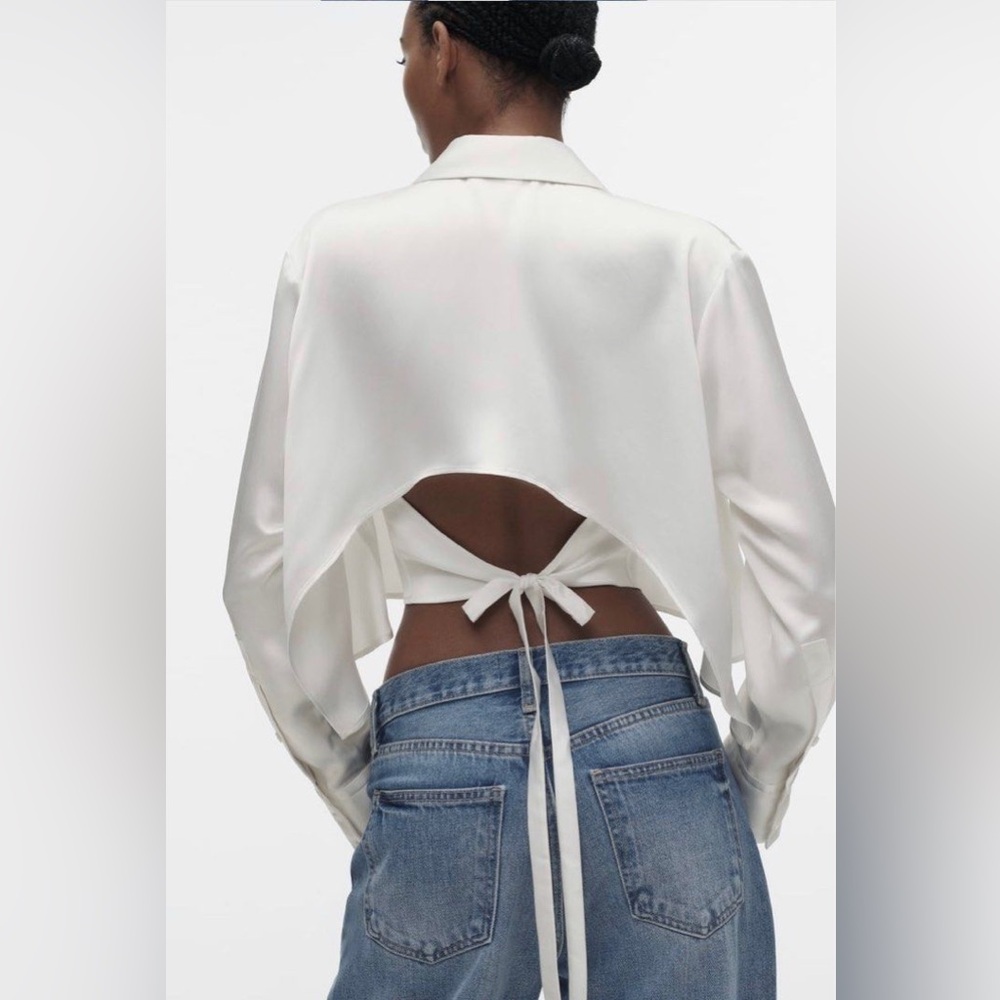 Silky Button Down with Open Tie Back